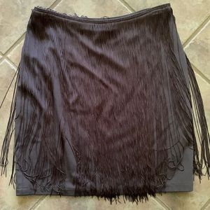 BRAND NEW Zara Fringe Black Skirt